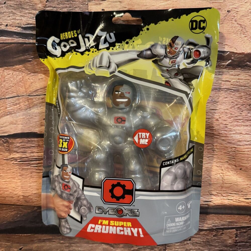 Heroes of Goo Jit Zu DC Cyborg Action Figure Super Crunchy Marble Filling New
